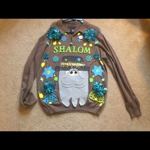 Mans large tall ugly Christmas sweater Hanukkah